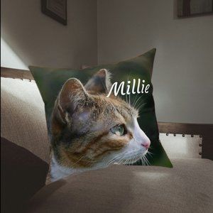 Custom Your Cute Cat, Dog Photo Image Broadcloth Pillow